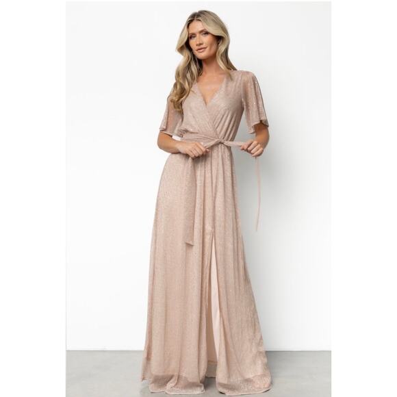 Baltic Born Dresses & Skirts - Baltic Born Grace Sparkle Gown in "Champagne" Pink Beige Sparkle Size Medium